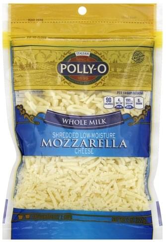 Polly O Shredded, Low-Moisture, Mozzarella, Whole Milk Cheese - 8 oz ...