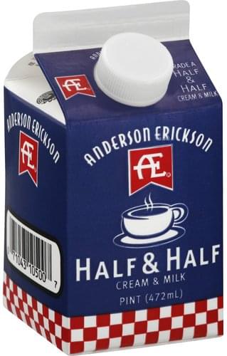 Anderson Erickson Half Half Cream Milk 1 Pt Nutrition Information Innit