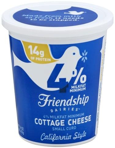 Friendship Small Curd, 4% Milkfat Minimum, California Style Cottage ...