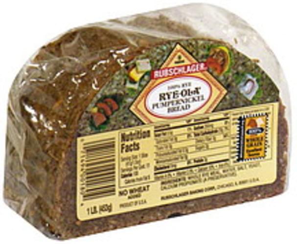 Rubschlager Pumpernickel 100 Rye Bread 1 lb, Nutrition