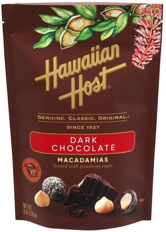 HAWAIIAN HOST Dark Chocolate Macadamias - 8 oz, Nutrition Information ...