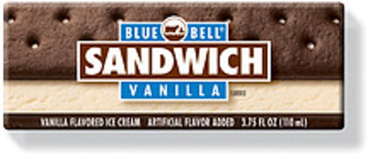 Blue Bell Vanilla Ice Cream Sandwich 3.75 oz, Nutrition Information