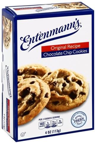 Entenmanns Chocolate Chip, Original Recipe Cookies - 4 oz, Nutrition ...