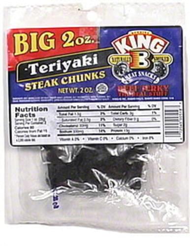 King B Beef Jerky, Steak Chunks, Teriyaki Flavor - 2 Oz, Nutrition ...