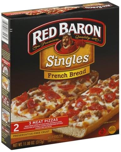 Red Baron French Bread, 3 Meat Pizzas - 2 ea, Nutrition Information | Innit