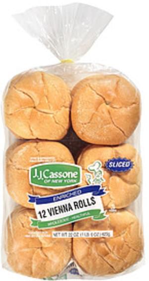 J. J. Cassone Of New York Enriched Vienna Rolls - 22, Nutrition ...