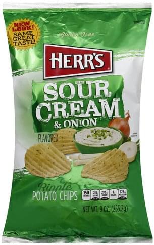 Herrs Ripple, Sour Cream & Onion Flavored Potato Chips - 9 oz ...