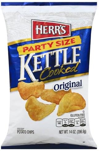 Herrs Kettle Cooked, Original, Party Size Potato Chips - 14 oz ...