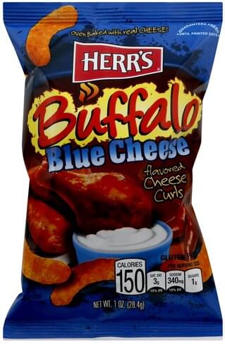 HERRS Buffalo Blue Cheese Flavored Cheese Curls - 1 oz, Nutrition ...