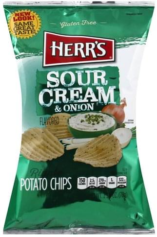 Herrs Sour Cream & Onion Potato Chips - 2.75 oz, Nutrition Information ...