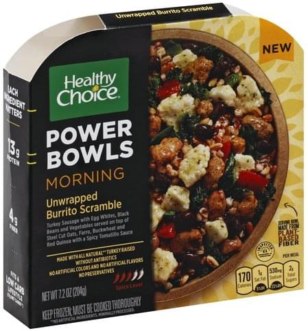 Healthy Choice Morning, Unwrapped Burrito Scrambled Power Bowls - 7.2 ...