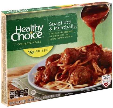 Healthy Choice Spaghetti & Meatballs - 10.5 Oz, Nutrition Information ...