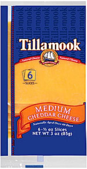 Tillamook Medium Cheddar Slices Cheese - 3 Oz, Nutrition Information ...