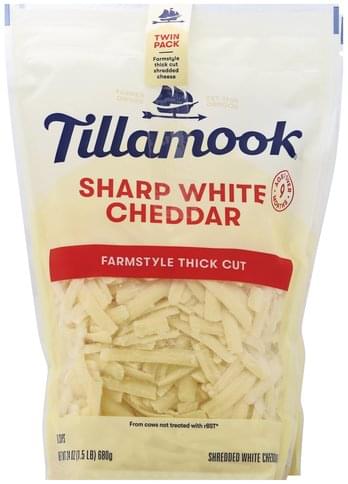 Tillamook Sharp White Cheddar, Farmstyle Thick Cut, Twin Pack Cheese ...