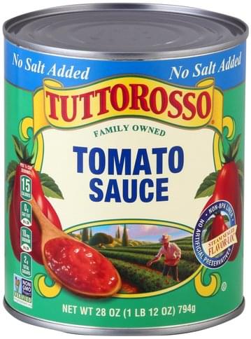 Tuttorosso No Salt Added Tomato Sauce - 28 oz, Nutrition Information ...