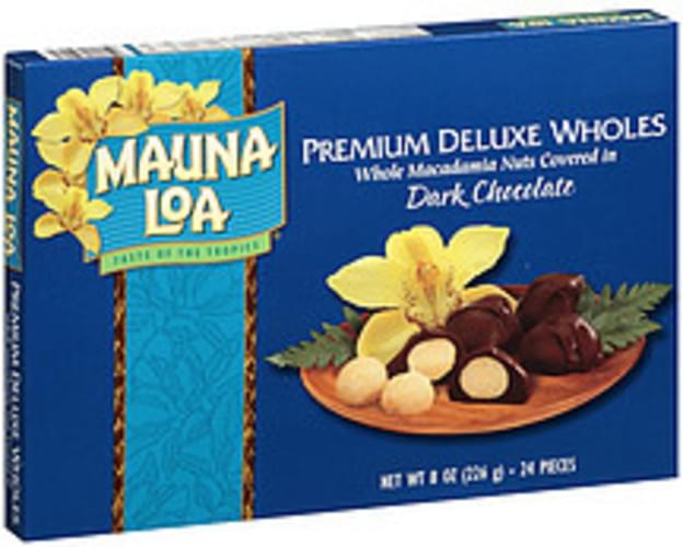 Mauna Loa Premium Deluxe Wholes Nuts Covered In Milk Chocolate Macadamias 8 oz, Nutrition