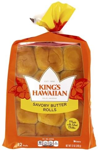 Kings Hawaiian Savory Butter Rolls - 12 Ea, Nutrition Information | Innit