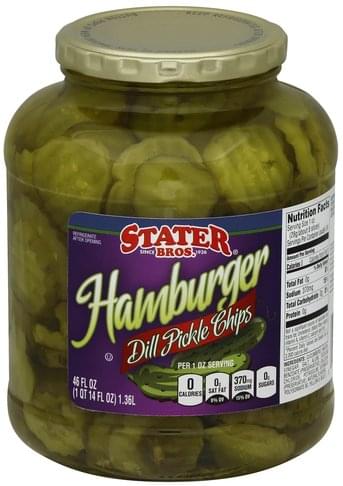 Stater Bros Dill, Hamburger Pickle Chips - 46 oz, Nutrition Information ...