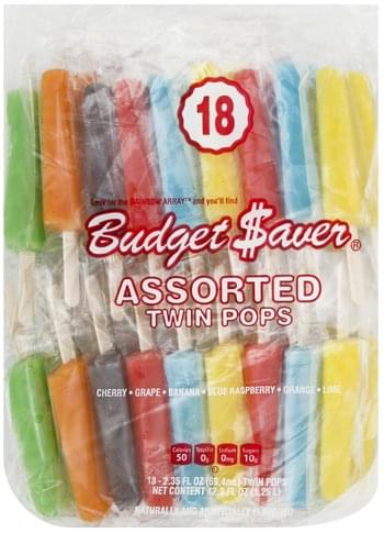 Budget Saver Assorted Twin Pops - 18 ea, Nutrition Information | Innit