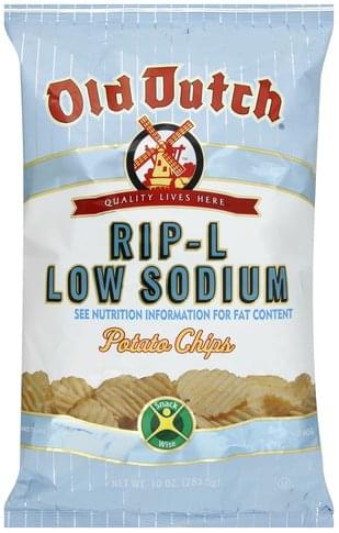 Old Dutch Rip-L, Low Sodium Potato Chips - 10 oz, Nutrition Information ...