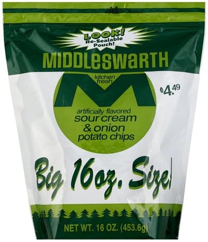 Middleswarth Sour Cream & Onion Potato Chips - 16 oz, Nutrition ...