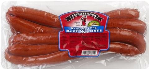 Ambassador Natural Casing Beef Weiners - 26 oz, Nutrition Information ...