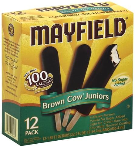 Mayfield Light, Brown Cow Juniors Ice Cream Bars - 12 ea, Nutrition ...