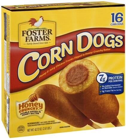 Foster Farms Honey Crunchy Flavor Corn Dogs - 16 ea, Nutrition ...