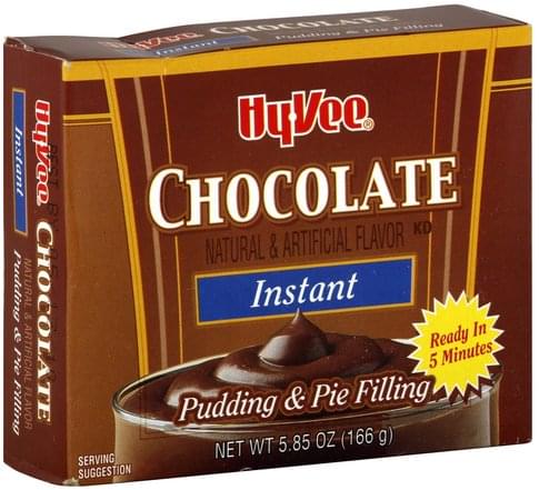 Hy Vee Instant, Chocolate Pudding & Pie Filling - 5.85 oz, Nutrition ...