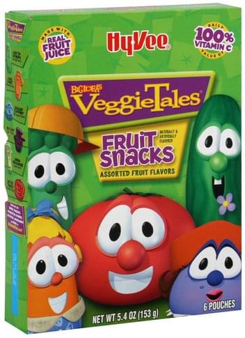 Hy Vee Big Idea's VeggieTales, Assorted Fruit Snacks - 6 ea, Nutrition ...