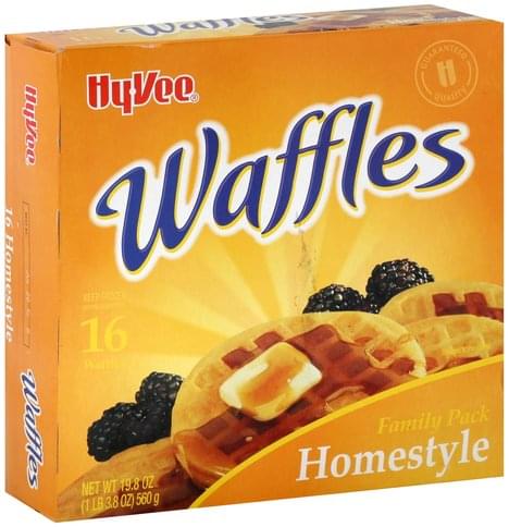 Hy Vee Homestyle, Family Pack Waffles - 16 Ea, Nutrition Information 