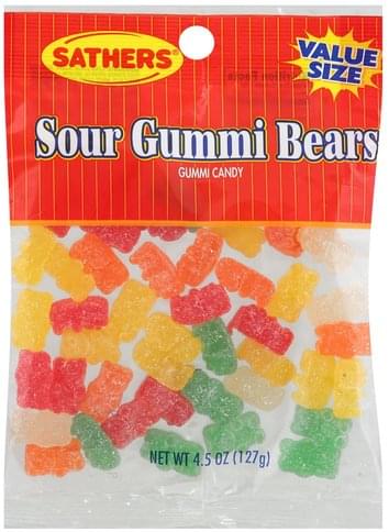 Sathers Sour Gummi Bears, Value Size Candy - 4.5 oz, Nutrition ...