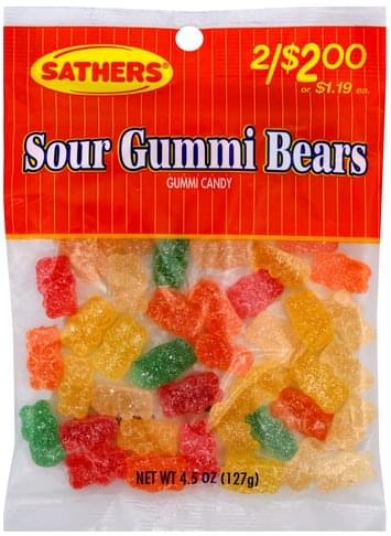 Sathers Sour Gummi Bears Candy - 4.5 oz, Nutrition Information | Innit