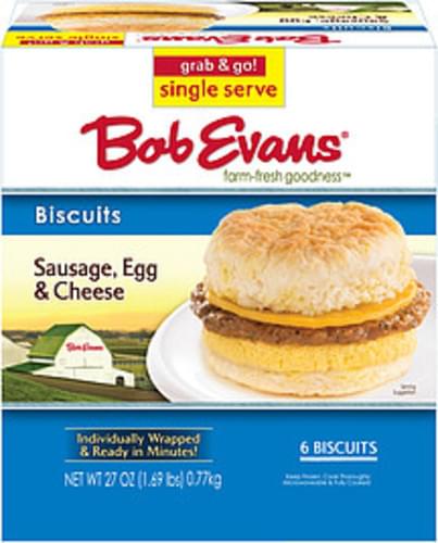 Bob Evans Sausage, Egg & Cheese Biscuits - 27 oz, Nutrition Information ...