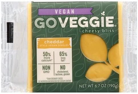 Go Veggie Vegan Slices, Cheddar Style Cheese - 6.7 ea, Nutrition ...