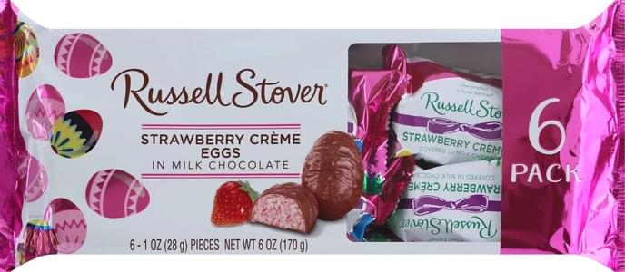 Russell Stover in Milk Chocolate, 6 Pack Strawberry Creme Eggs - 6 ea ...