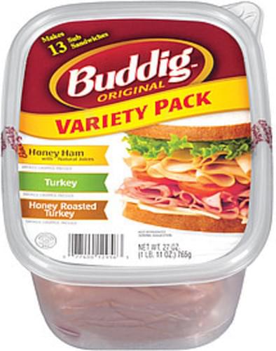 Buddig Original Honey Ham/Turkey/Honey Roasted Turkey Variety Pack ...