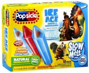 Popsicle Assorted Flavors Flavored Ice Pops - 18 ea, Nutrition ...