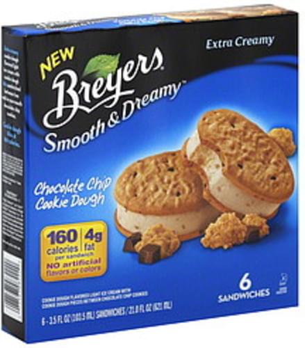 Breyers Chocolate Chip Cookie Dough Ice Cream Sandwiches 6 Ea