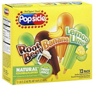 Popsicle Root Beer, Banana, Lemon Lime Ice Pops - 12 ea, Nutrition ...