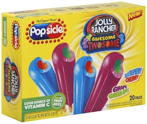 Popsicle Jolly Rancher Awesome Twosome Flavors Ice Pops - 20 ea ...