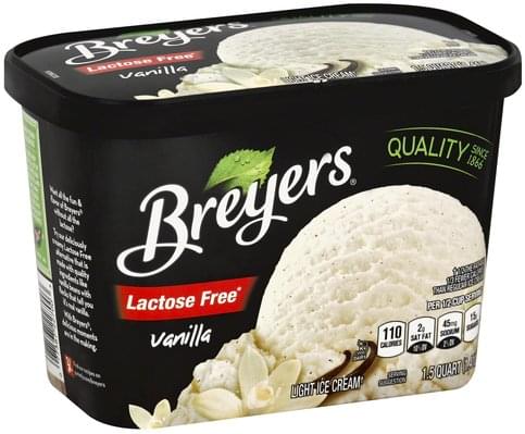 Breyers Light, Lactose Free, Vanilla Ice Cream - 1.5 QT, Nutrition ...