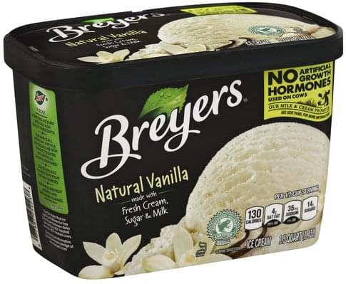 Breyers Natural Vanilla Ice Cream - 1.5 QT, Nutrition Information | Innit