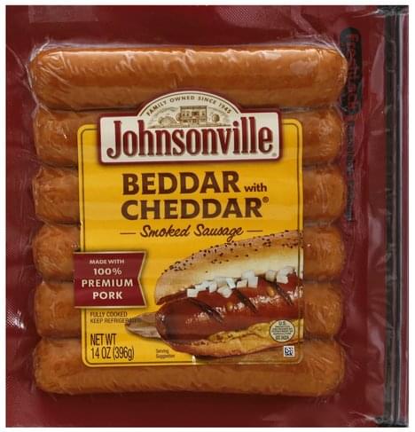 Johnsonville Smoked, Beddar with Cheddar Sausage - 14 oz, Nutrition ...