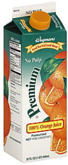 Wegmans 100%, Premium, No Pulp Orange Juice - 32 oz, Nutrition ...