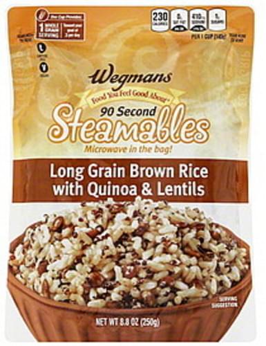 Wegmans Long Grain With Quinoa And Lentils 90 Second Steamables Brown Rice 88 Oz Nutrition