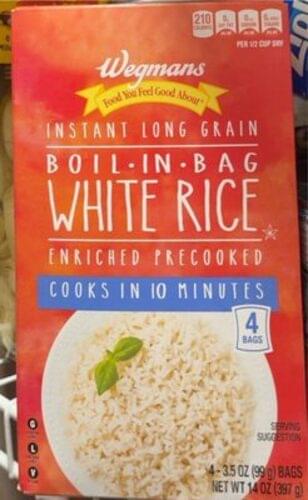 Wegmans Boil-In-Bag, Long Grain, Instant White Rice - 4 ea, Nutrition ...