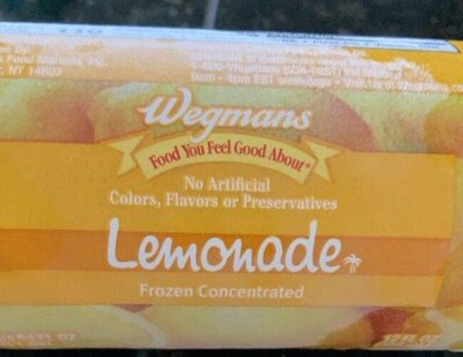 Wegmans Frozen Concentrated Lemonade 12 Oz Nutrition Information Innit