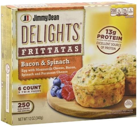 Jimmy Dean Bacon & Spinach Frittatas - 6 ea, Nutrition Information | Innit