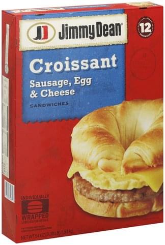 Jimmy Dean Sausage, Egg & Cheese. Croissant Sandwiches - 12 ea ...